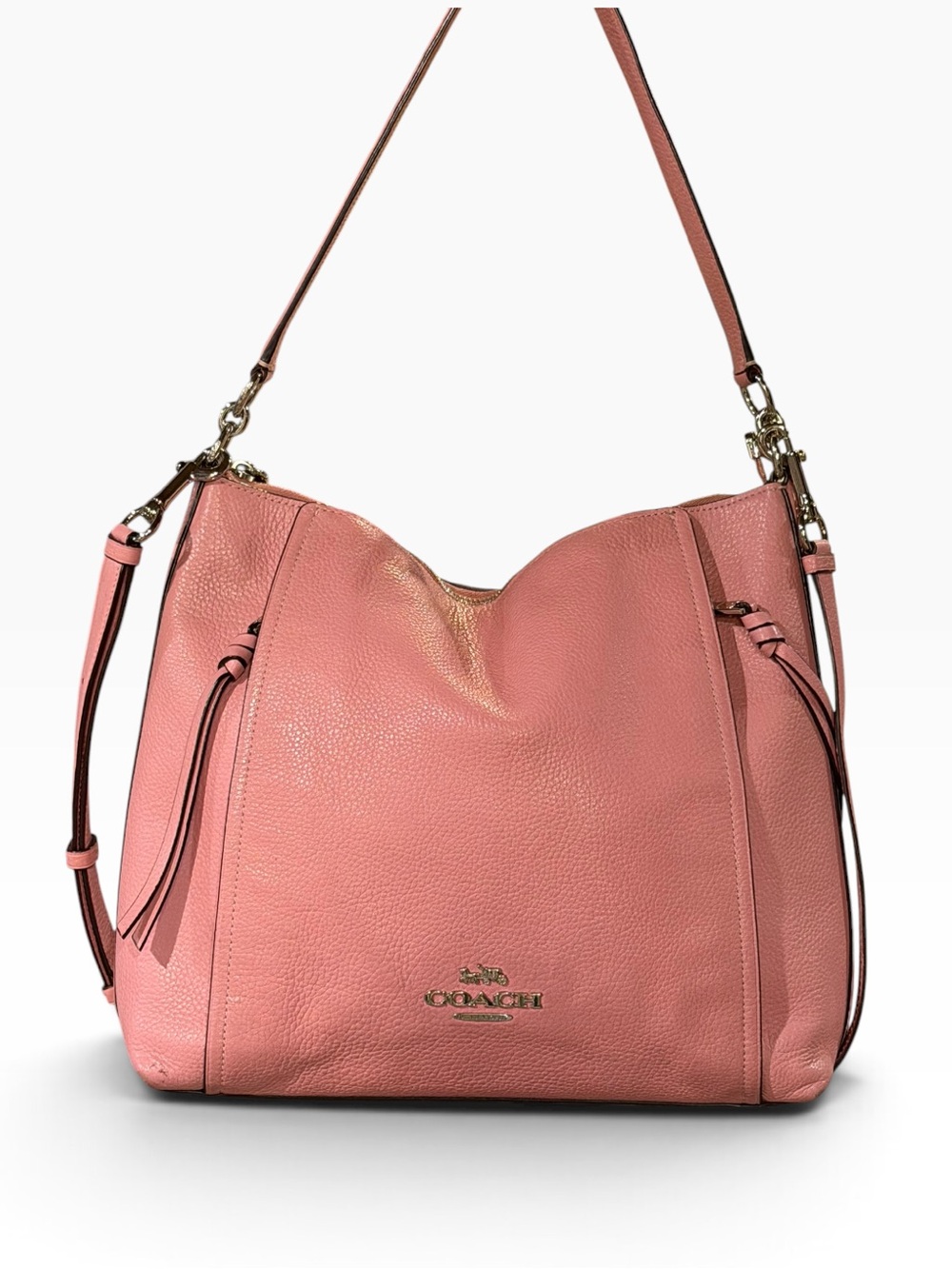 Coach Marlon Hobo F79994 Pink Polished Pebble Leather Shoulder Crossbody Bag